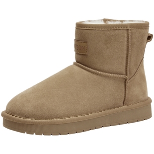 百田森保暖雪地靴棉鞋女士冬季新款羊毛鞋厚底短靴冬款女鞋子