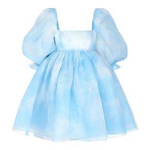 【经典泡芙裙】Selkie collection蓝天白云印花 短款连衣裙泡泡袖