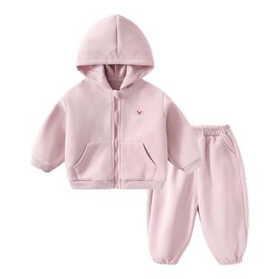 宝宝卫衣套装春装女童洋气连帽外套儿童春秋款婴儿休闲分体两件套