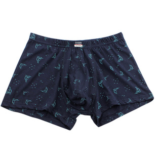 健将男士平角内裤100%纯棉中腰全棉裤衩青年宽松印花性感四角裤头