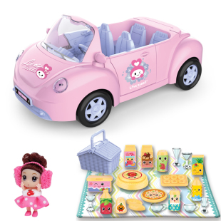 女孩公主小汽车玩具敞篷车甲壳虫玩具车粉色娃娃过家家3-4岁5宝宝