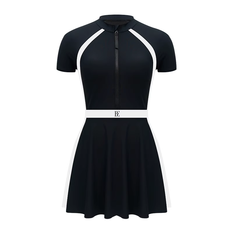 BE范德安小红心遮肉短袖连体泳衣