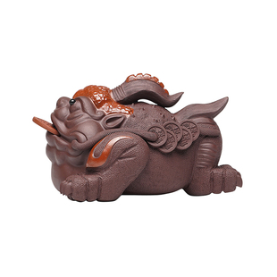 送礼佳品宜兴茶台紫砂茶宠摆件精品可养手工招财大号三足金蟾蜍