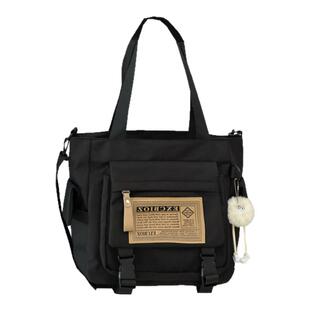 日系工装复古斜挎包大学生上课通勤休闲单肩包大容量上课包补课袋