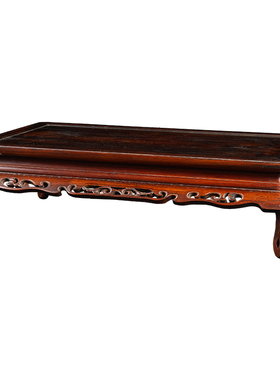 清代红木束腰三弯腿雕卷草纹底座