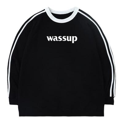 三条杠卫衣情侣WASSUP潮牌