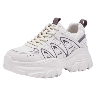 热风厚底老爹鞋女款2026年春季新款轻便百搭运动休闲鞋增高女鞋子