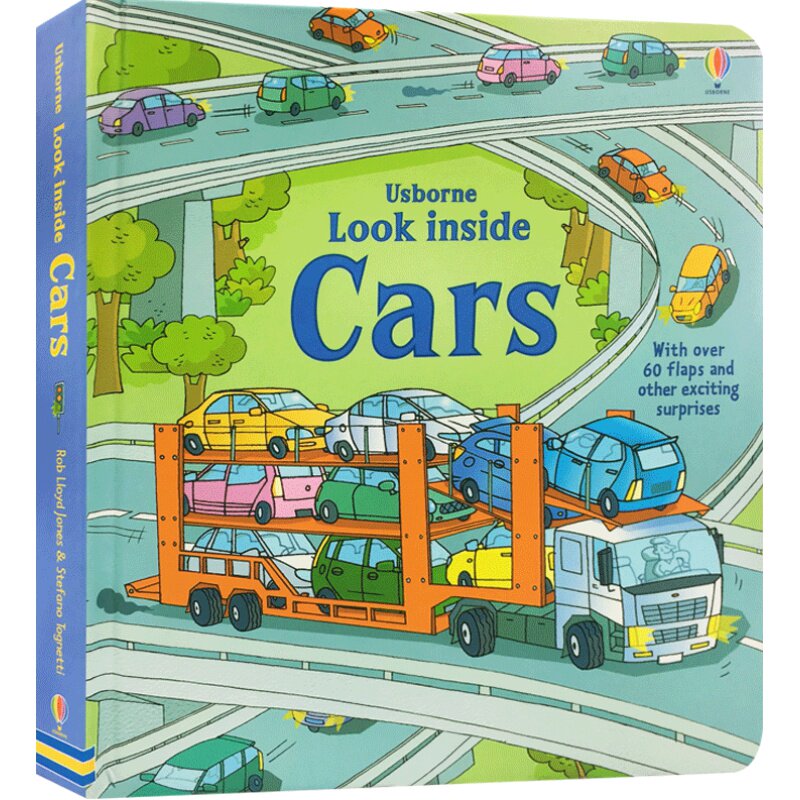 英文原版 Look Inside Cars 酷炫的车子 Usborne 揭秘偷偷看里面系列 纸板翻翻书