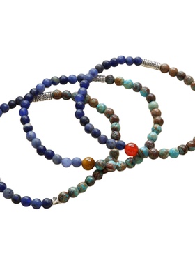 新中式蓝纹凤凰石手链国风手串