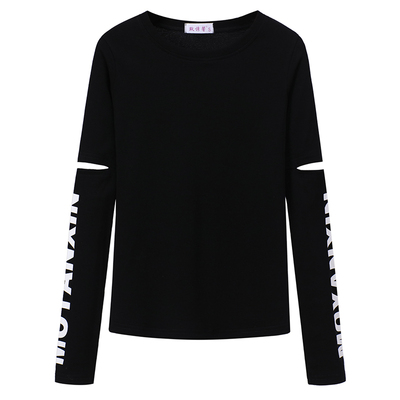 修身破洞长袖女装打底韩版棉女