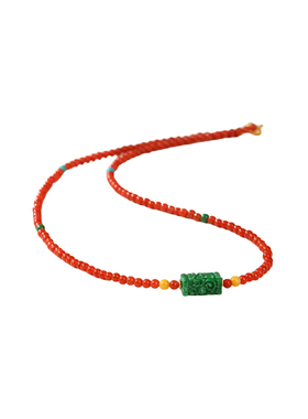 南红玛瑙翡翠路路通转运珠毛衣链