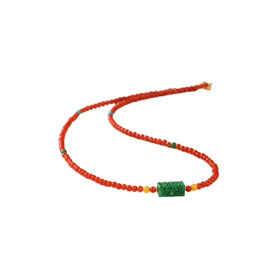 南红玛瑙翡翠路路通转运珠毛衣链