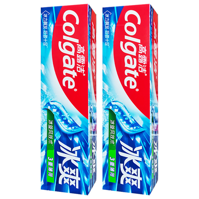 高露洁牙膏2支冰爽三重薄荷减黄