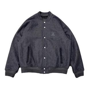 Gnomes lab 24SS 800g重磅羊毛混纺短宽版型棒球服外套