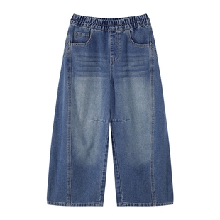 左西女童牛仔裤春秋款儿童洋气弯刀裤春装裤子2026新款中大童长裤