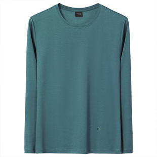 春秋季男士圆领长袖T恤纯棉丝光棉体恤高端白色打底衫2025年新款