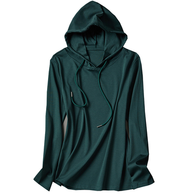 卫衣连帽丝光棉修身上衣