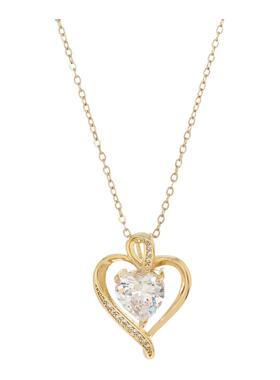 真金电镀微镶锆石气质锁骨链女小众设计感镂空爱心项链ins风颈链