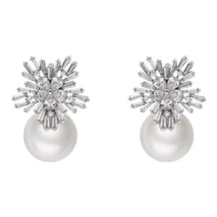 雪花珍珠款耳环女简约时尚气质高级耳钉精致轻奢独特夸张耳坠耳饰