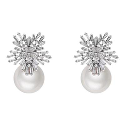 简约时尚雪花珍珠款耳环