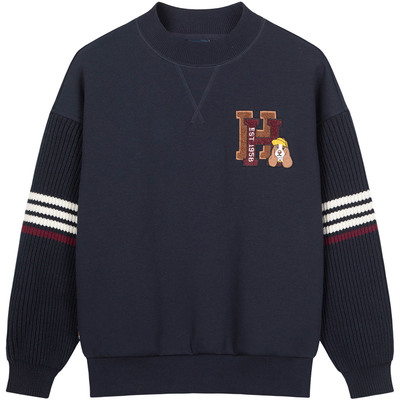 暇步士童装复古25秋冬新品圆领