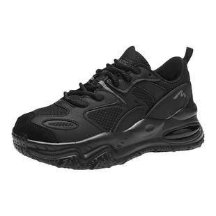 马克华菲男鞋2025夏季新款透气运动鞋男款黑色复古老爹鞋百搭鞋子