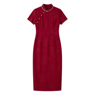 红色旗袍新娘敬酒服2026年新款新中式出阁宴回门装订婚领证礼服裙