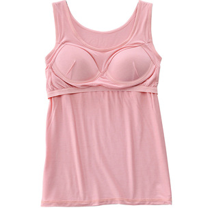 大码莫代尔带胸垫吊带背心无钢圈免文胸瑜伽运动内搭上衣打底衫Y