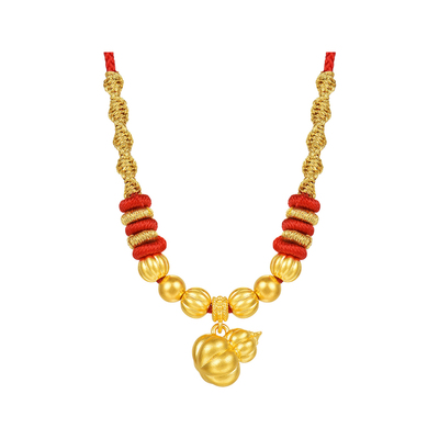 明牌珠宝金瓜福禄古法黄金吊坠 传家金系列足金编绳南瓜AFC0952