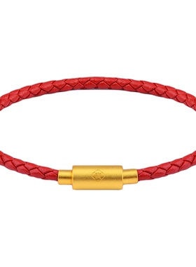 老庙X麦玲玲联名新款红色手绳皮绳推拉扣工艺手饰