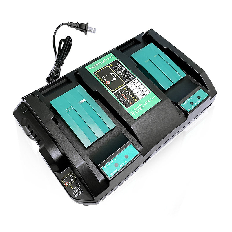 全新适用Makita牧田14.4V-18V电动工具锂电池充电器 DC18RD双槽6A