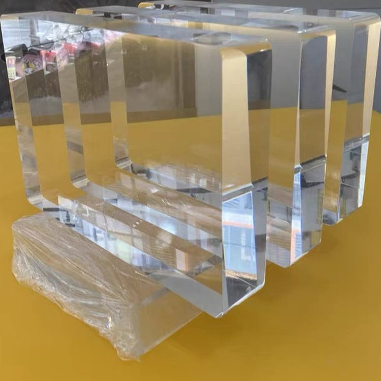 透明亚克力厚板激光切割雕刻打孔广告板窗角底座砖块磨砂cnc加工