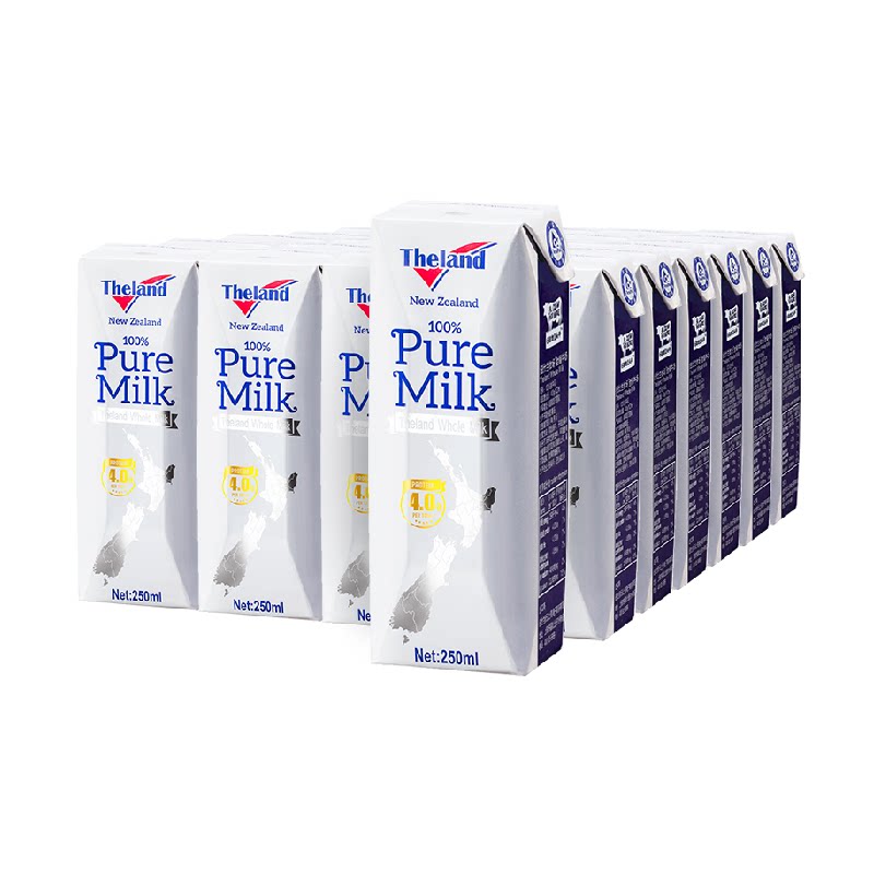 【进口】新西兰纽仕兰4.0g蛋白质全脂高钙纯牛奶250ml*24盒早餐奶