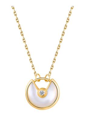 平安符项链女幸运符白贝母锁骨链