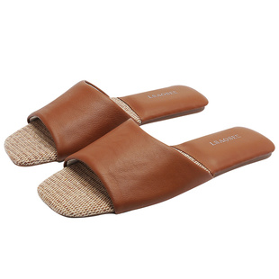 情侣轻奢小羊皮家用凉拖鞋女室内防滑轻便牛筋底四季真皮拖鞋男夏