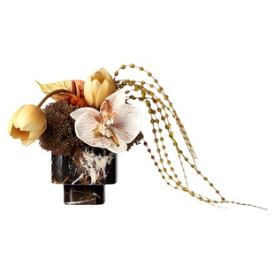 新中式天然方形大理石小花瓶插花架空层客厅茶几小桌花洽谈桌花艺