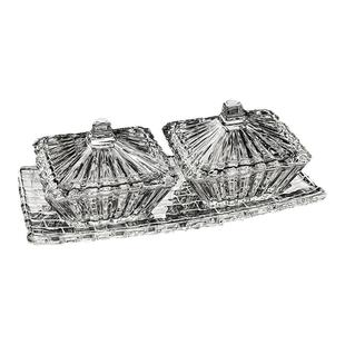 水晶玻璃碗带盖分格小果盘水果盘精致糖果方形托盘零食干果收纳盒