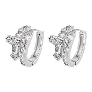 RAP ROCK欧美梯方钻耳环轻奢款耳钉嘻哈潮牌男士正义之剑耳扣耳圈