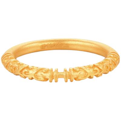 明牌珠宝古法唐草足金戒指