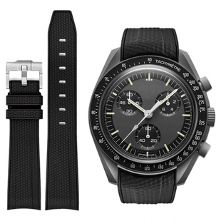 适用Swatch欧米茄表带弧口编织纹omega Moonswatch斯沃琪水星任务