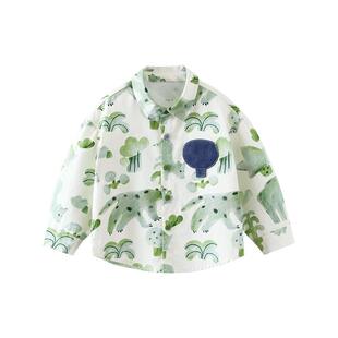 【A类】齐齐熊宝宝春秋衬衫男童花长袖衬衣儿童法式休闲上衣洋气