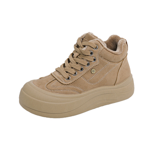 女鞋踩屎感加绒高帮运动鞋女冬季2025新款保暖二棉鞋软底休闲板鞋