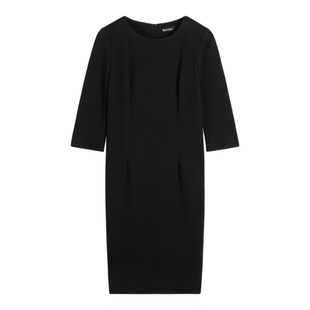 Aquascutum/雅格狮丹秋冬新品女士修身天丝混纺七分袖连衣裙气质