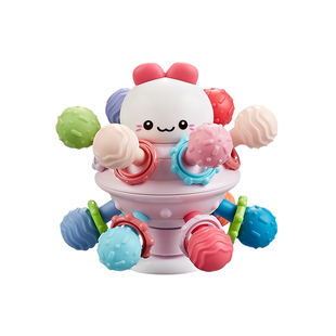 曼哈顿手抓球宝宝0一2岁可啃咬牙胶6一12月婴儿玩具吸盘转转乐1岁