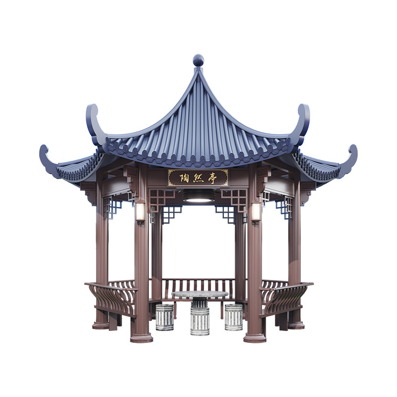 仿古铝合金六角凉亭可定制户外