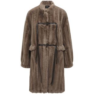 COCOBELLA美拉德色系环保皮草大衣女冬质感丰盈保暖毛绒外套WL60