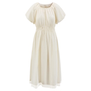 DTLANDO/商场同款夏季新款女装法式泡泡袖连衣裙收腰显瘦茶歇裙子