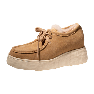 ShānRen 皮毛一体雪地棉鞋内增高厚度毛毛鞋保暖休闲女鞋小个子