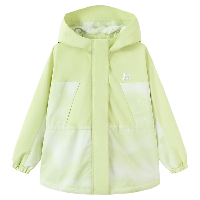 森马儿童秋季女童舒服衣防风防水透湿外套加绒连帽上衣百搭软壳衣
