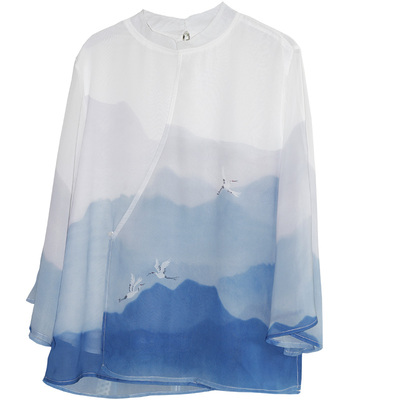 时尚雪纺太极服女春秋飘逸上衣 陈家沟中国风太极拳晨练服练功服